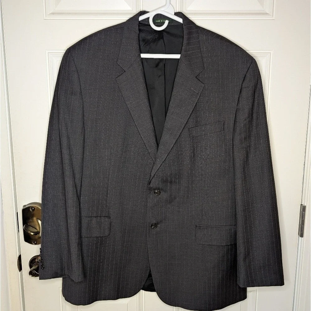 Lauren Ralph Lauren Men's 48R Blazer Sport Coat Charcoal Gray Pinstripe Vent EUC